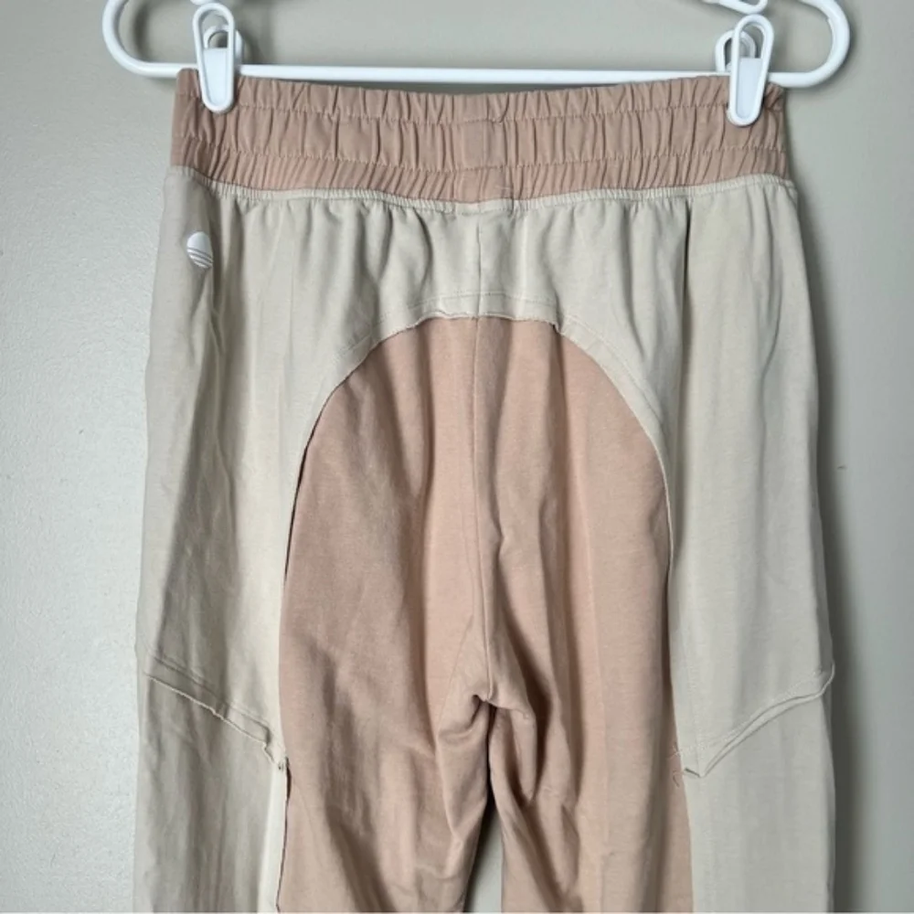 Body & Sol Tan Cream Color Block Jogger Boho Lounge Pants - Picture 2 of 6